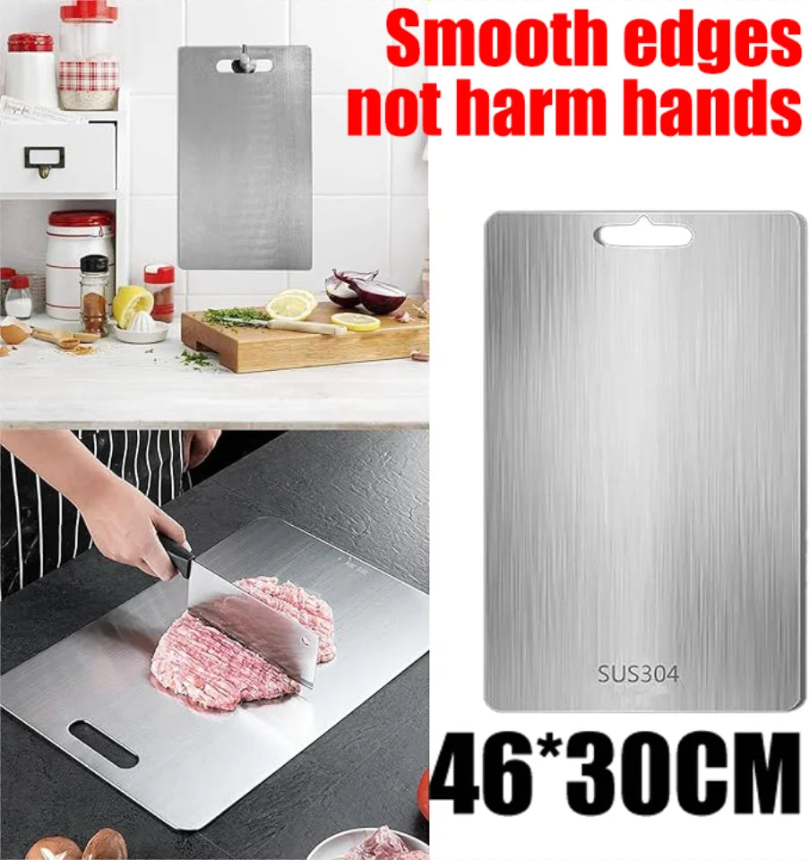 Durable Stainless Steel Cutting Board, Double Sided Chopping Block