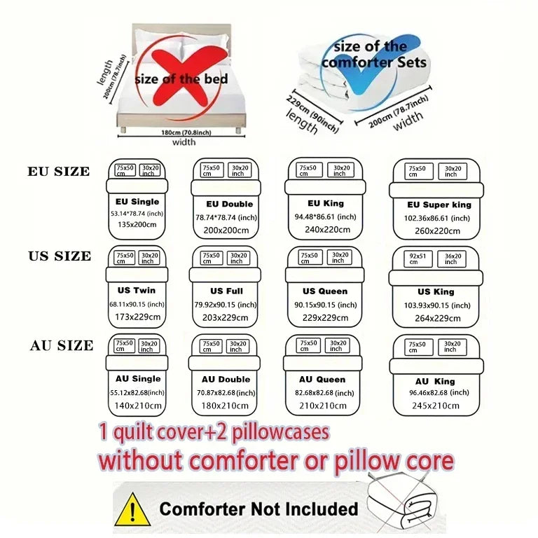 3pcs K-Pop Demon Hunters Print coreless Bedding Set Multi Sized Bedrooms Dormitory duvet Cover Decoration Soft  Machine Washable