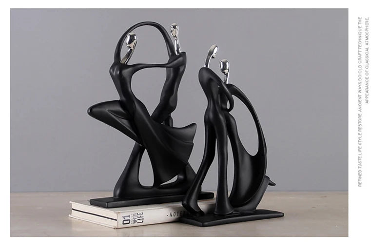 Chic Nordic Dancing Couple Resin Figurine Modern Home Decor