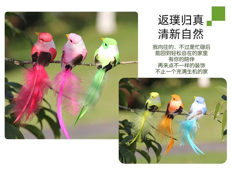 6pcs Cute Artificial Birds Fake Foam Animal Simulation Feather Birds Models Tit DIY Craft Home Garden Ornament Decoration - Thrifty Delights
