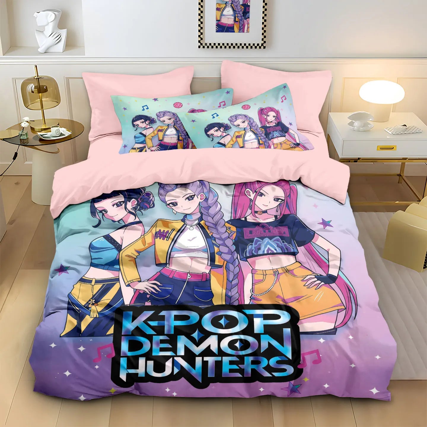 Anime Demon Hunters Zoey Mira Duvet Cover Set – Cute Gift for Girls & Fans