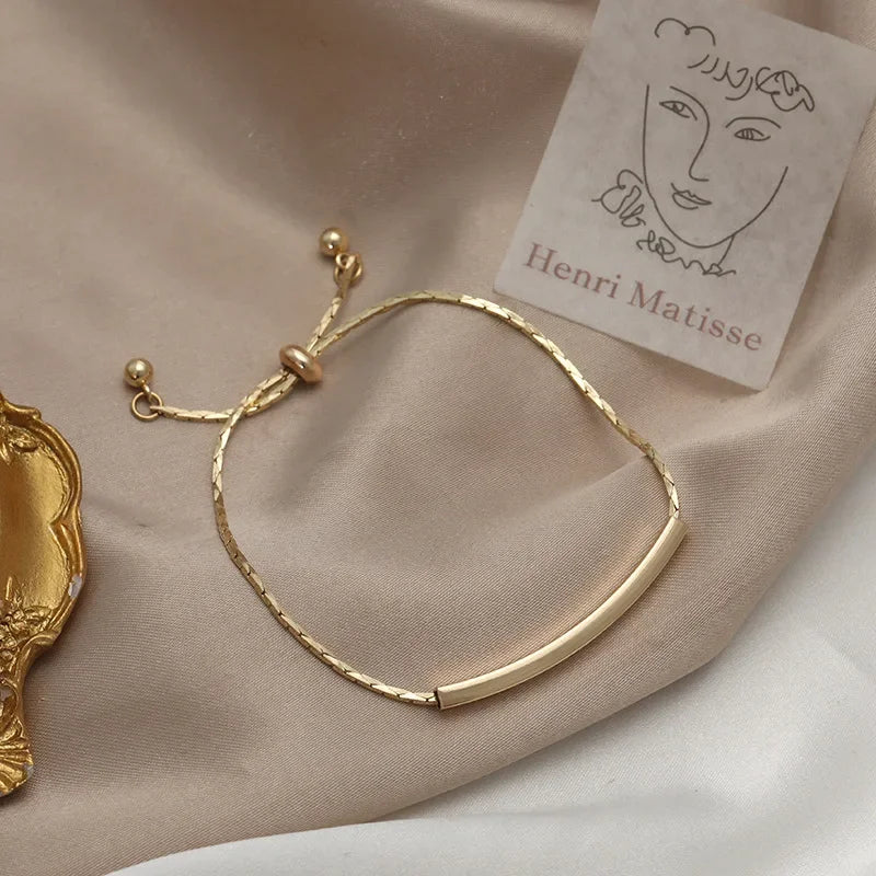 4pc Punk Cuban Curb Chain Bracelets Set for Women, Gold Color Jewelry