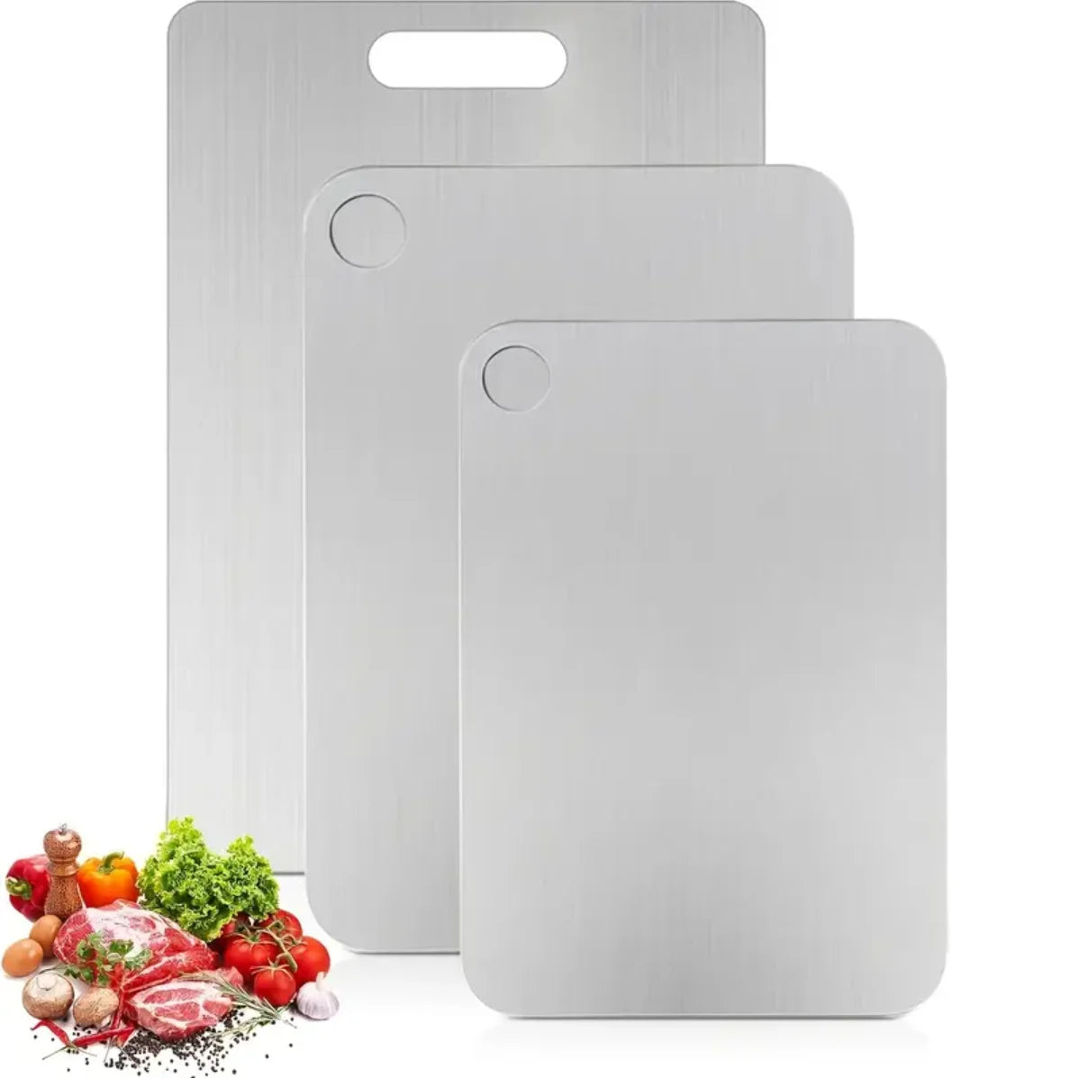Durable Stainless Steel Cutting Board, Double Sided Chopping Block