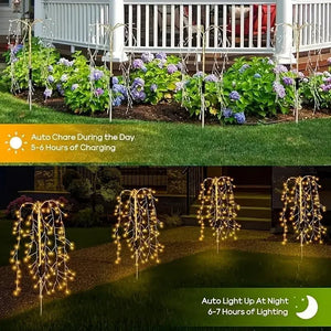 Solar LED String Light Outdoor Solar Artificial Tree Lights Waterproof Willow Trees Lights For Patio Lawn Pathway Garden Decor - Thrifty Delights