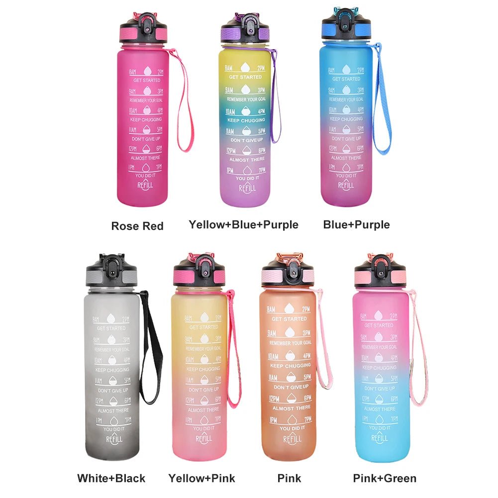 1000ML Drink Bottle Frosted Gradient Cold Water Bottle for Outdoor School Office - Thrifty Delights