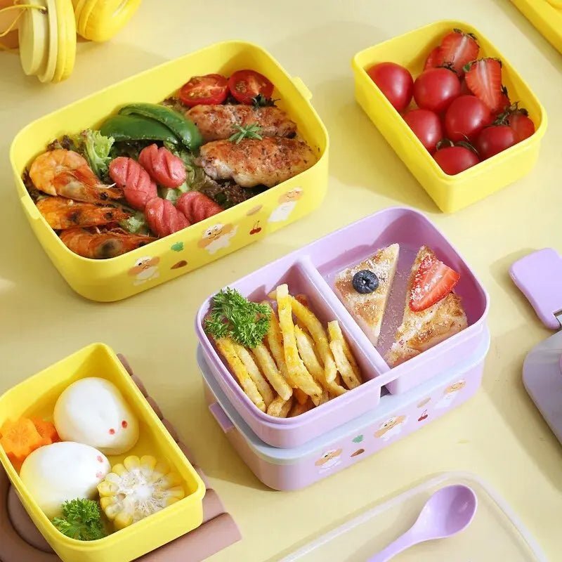 1pc Double Layered Colorful Fruit Lunch Box Large Capacity Portable Bento Box For Child Teenagers And Workers At School Canteen - Thrifty Delights