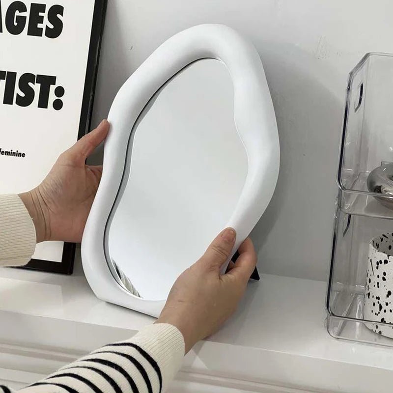 Full Body Mirror Irregular Oval Tabletop Interior Mirrors Decorative Standing Mirror Room Decor Female - Thrifty Delights