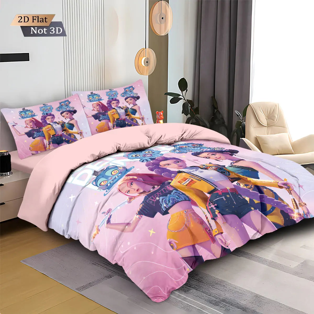 Demon Hunters K-Pop Print Bedding Set – Cozy, Colorful & Washable