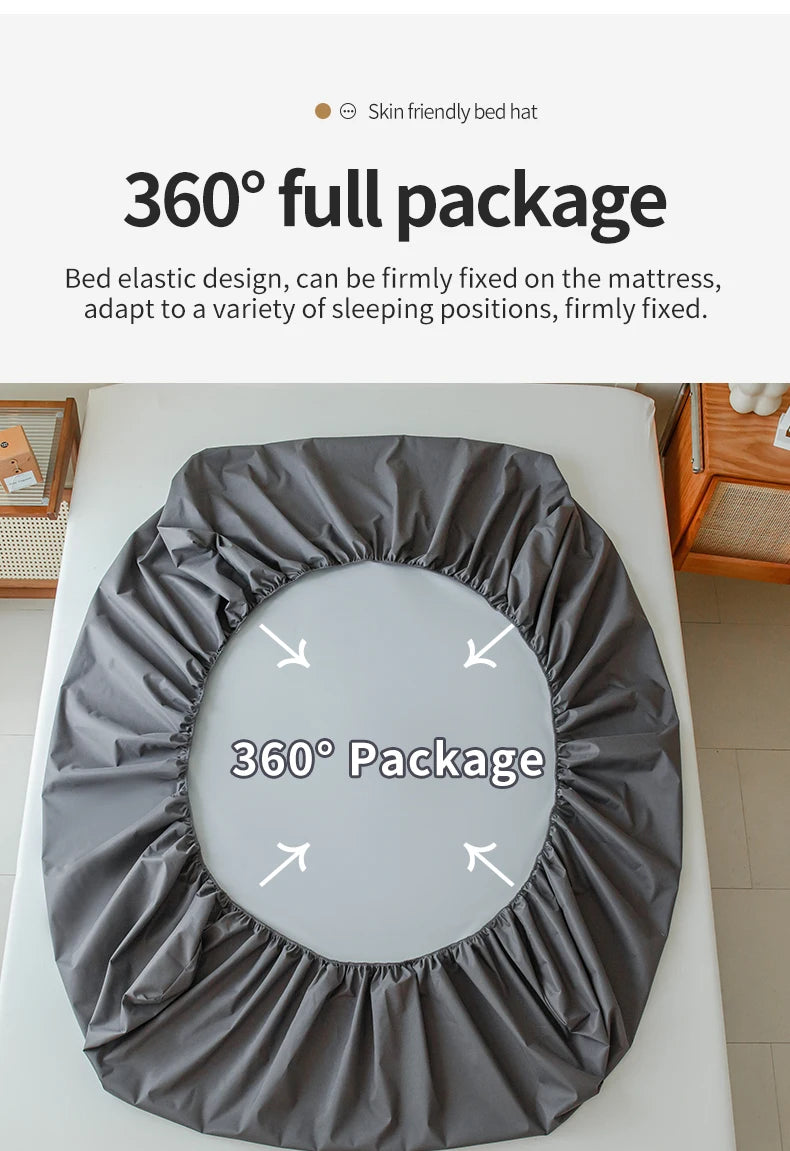 Waterproof Fitted Bed Sheet With 360 Elastic Band Mattress protector Cover Bedspreads for Single Double King Queen Size Bedsheet
