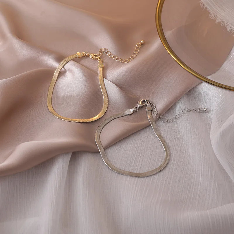 4pc Punk Cuban Curb Chain Bracelets Set for Women, Gold Color Jewelry