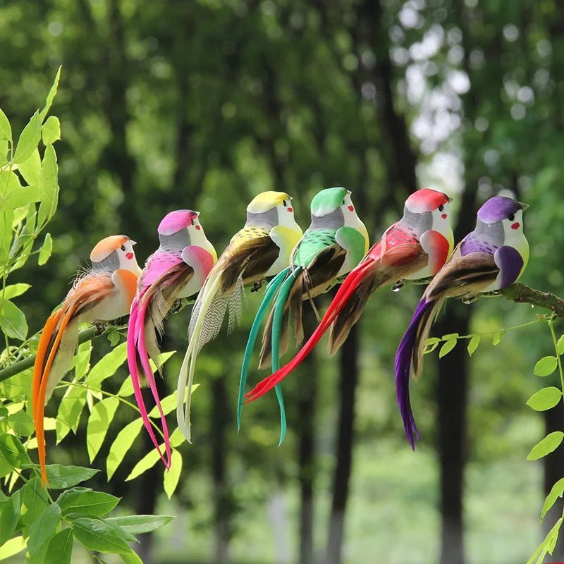 6pcs Cute Artificial Birds Fake Foam Animal Simulation Feather Birds Models Tit DIY Craft Home Garden Ornament Decoration - Thrifty Delights