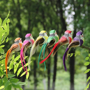 6pcs Cute Artificial Birds Fake Foam Animal Simulation Feather Birds Models Tit DIY Craft Home Garden Ornament Decoration - Thrifty Delights