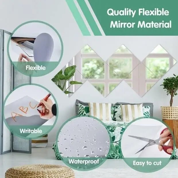 Acrylic Flexible Mirror Sheets Decorative Mirror Tiles Acrylic Mirror Toilet Mirror Splicing Full Body Mirror Spliceable 20X20 - Thrifty Delights
