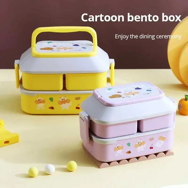 1pc Double Layered Colorful Fruit Lunch Box Large Capacity Portable Bento Box For Child Teenagers And Workers At School Canteen - Thrifty Delights