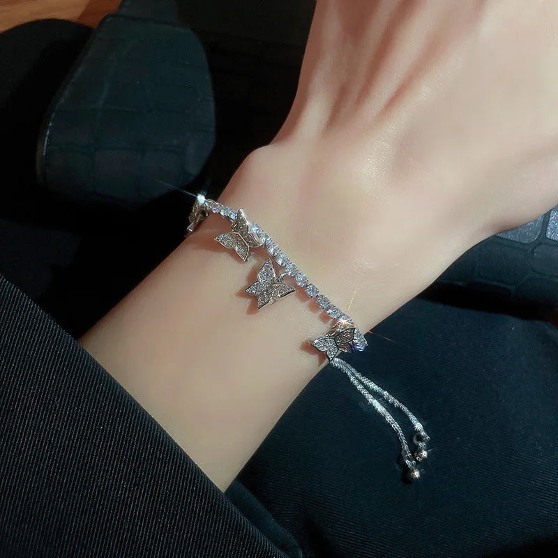 4pc Punk Cuban Curb Chain Bracelets Set for Women, Gold Color Jewelry