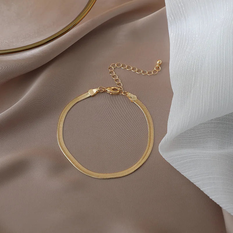 4pc Punk Cuban Curb Chain Bracelets Set for Women, Gold Color Jewelry