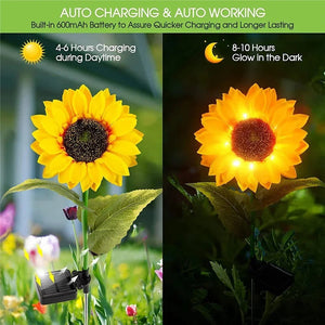 Solar Lights Outdoor Garden Decor Sunflower Ligts Waterproof Solar Outdoor Lamp Decorative Lights for Path Garden Patio Backyard - Thrifty Delights