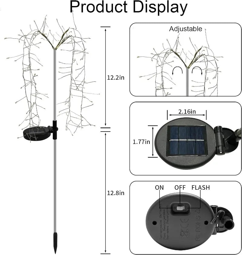 Solar LED String Light Outdoor Solar Artificial Tree Lights Waterproof Willow Trees Lights For Patio Lawn Pathway Garden Decor - Thrifty Delights