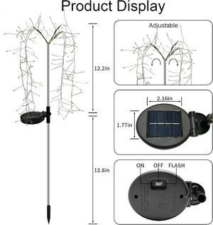 Solar LED String Light Outdoor Solar Artificial Tree Lights Waterproof Willow Trees Lights For Patio Lawn Pathway Garden Decor - Thrifty Delights