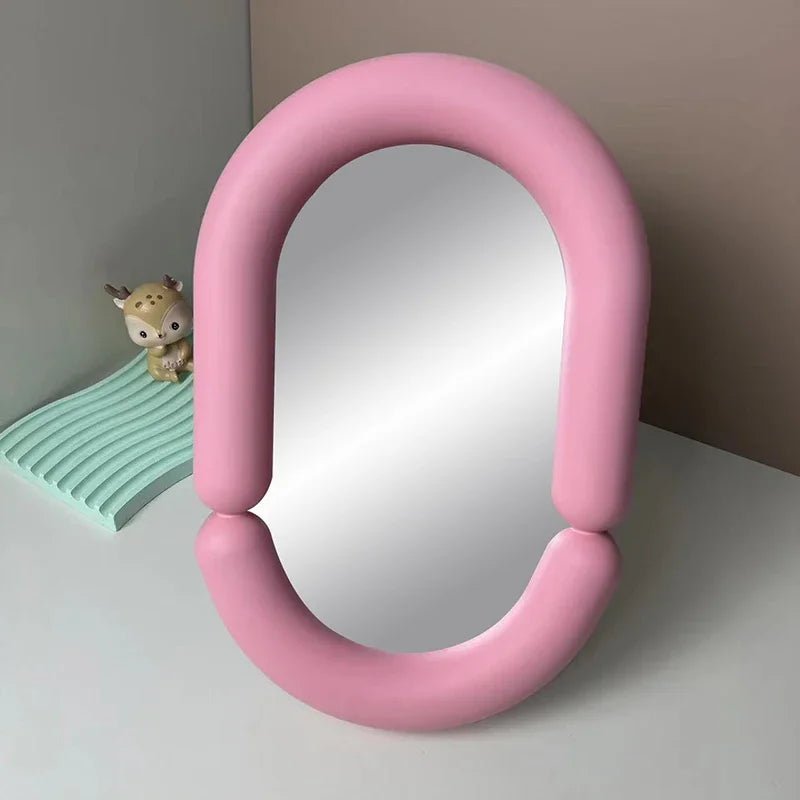 Full Body Mirror Irregular Oval Tabletop Interior Mirrors Decorative Standing Mirror Room Decor Female - Thrifty Delights