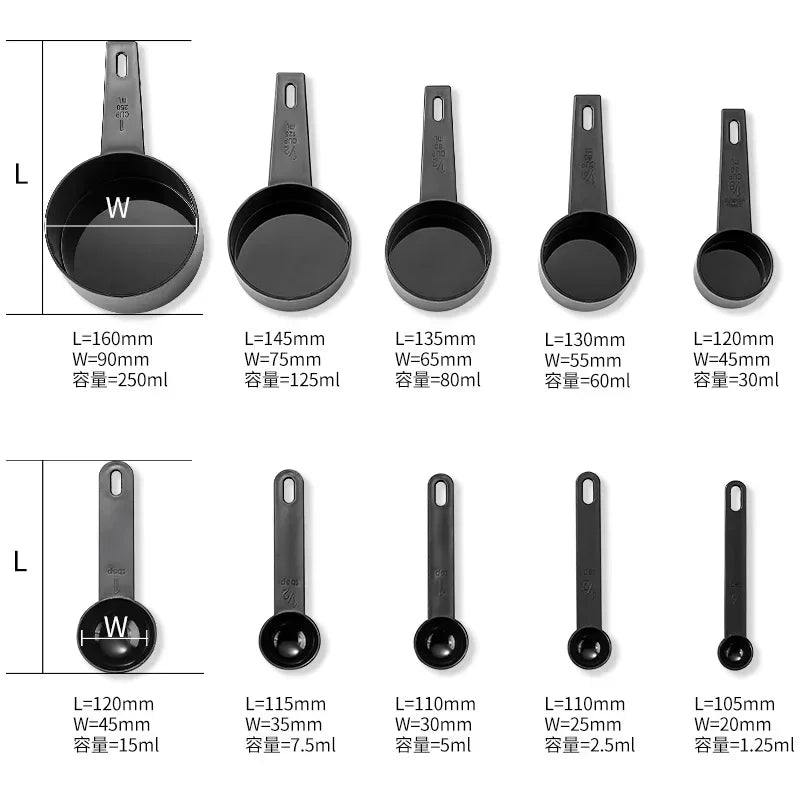 10pcs/set Measuring Spoons Cup Home Gadget Multipurpose Cake Flour Food Measuring Spoon Kitchen Cooking Baking Tools Accessories - Thrifty Delights