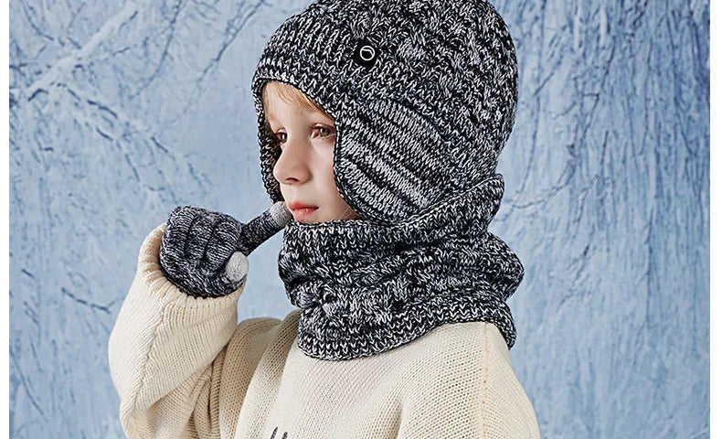 Pcs Kids Winter Warm Set – Soft Knit Hat, Scarf & Gloves for Boys & Girls