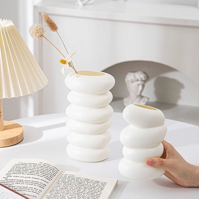 1PC Plastic Spiral White Vase Hydroponic Pot Vase Decoration Home Desk Decorative Vases for Flowers Decoration Maison Floreros - Thrifty Delights