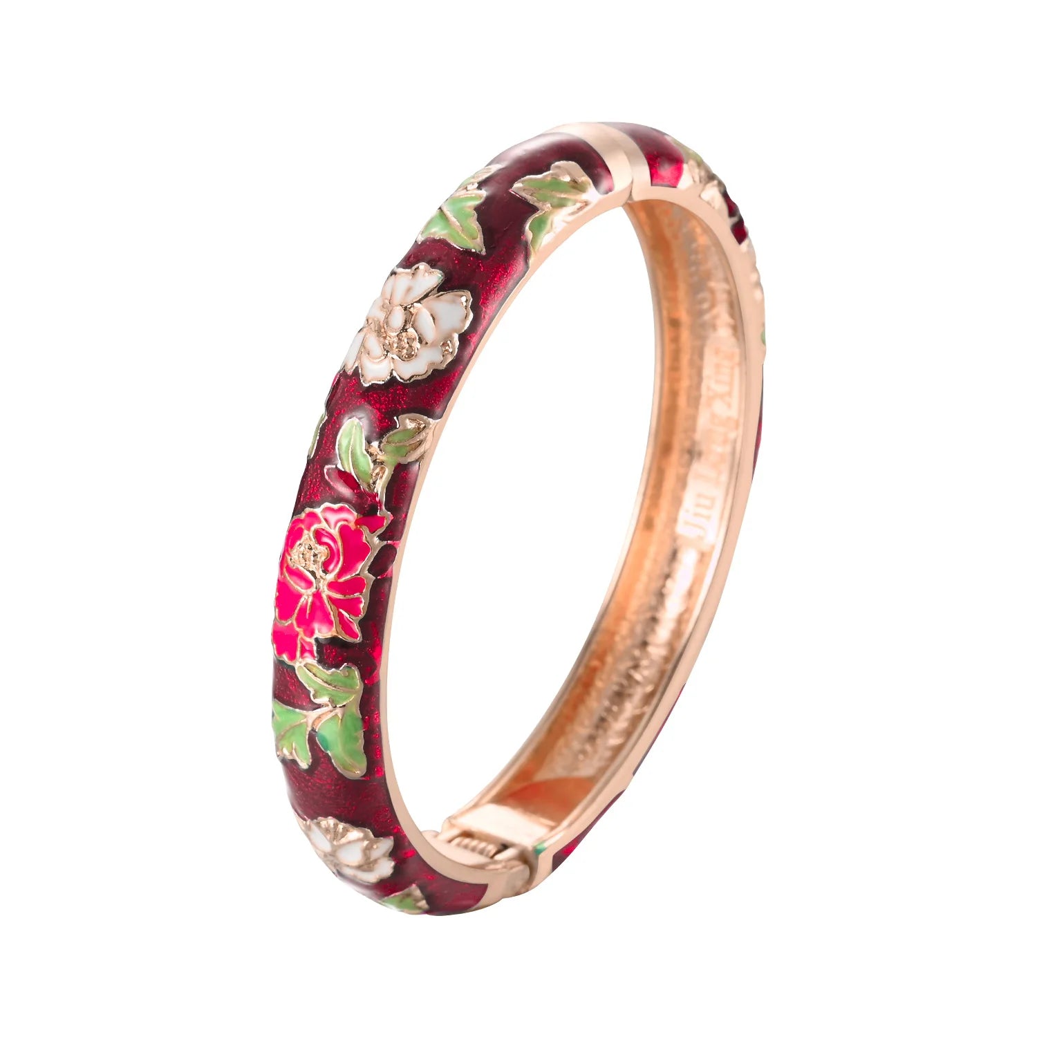 Ethnic Enameled Flower Bangles – Rose Gold Plated Women's Fashion Jewelry