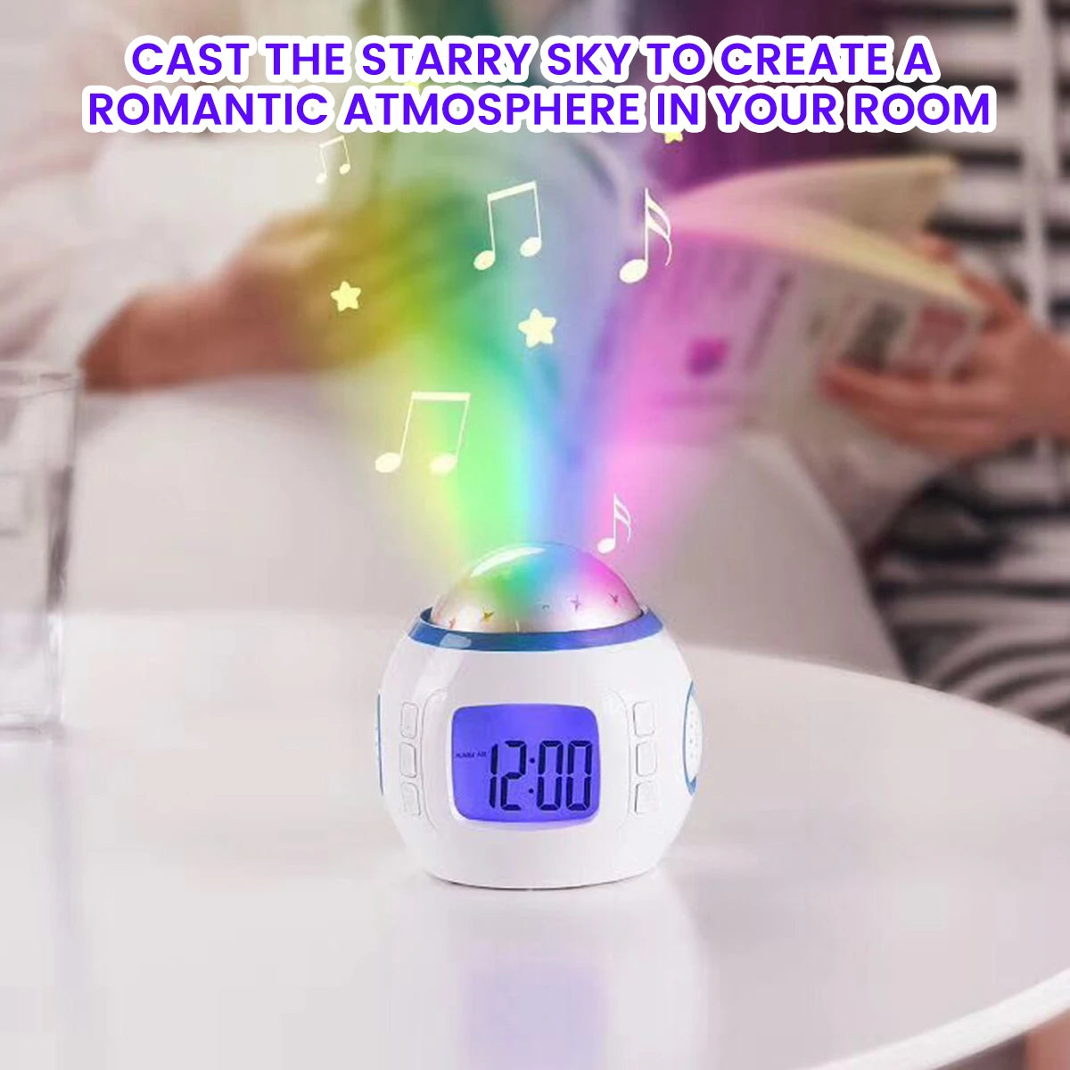 Alarm Clock Projection Light LED Alarm Clock Projection Light Star Sky Color Change Bedside Night Light for Bedroom Kids Room