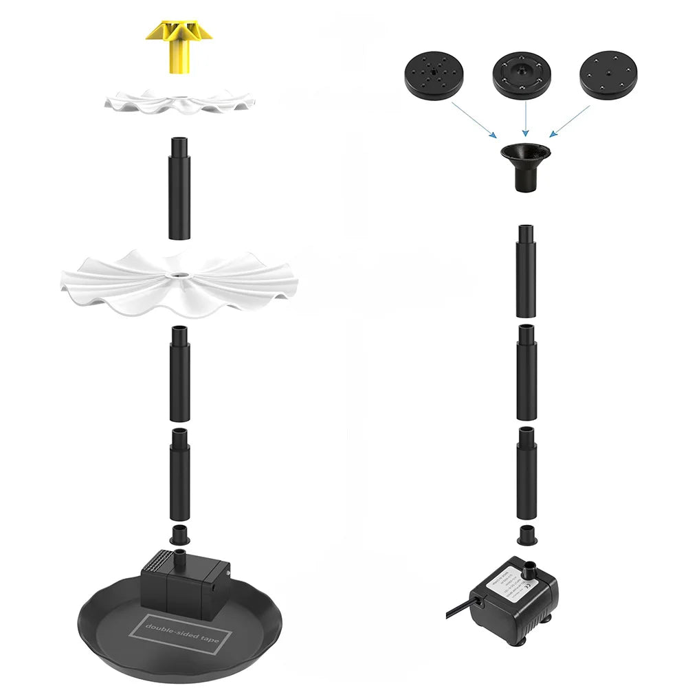 3 Tiered Water Fountain with Solar Panel Solar Bird Bath Fountain Decorative Fountain Multifunction for Courtyard Patio Balcony