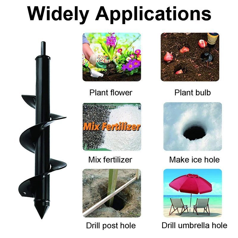 9 Size Garden Auger Drill Bit Tool Ground Drill Earth Drill Spiral Hole Digger Seed Gardening Fence Yard - Thrifty Delights