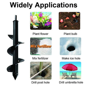 9 Size Garden Auger Drill Bit Tool Ground Drill Earth Drill Spiral Hole Digger Seed Gardening Fence Yard - Thrifty Delights