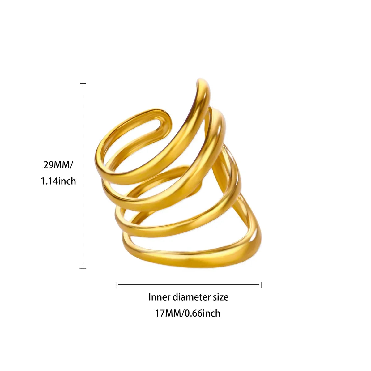 18K Gold Plated Stainless Steel Adjustable Irregular Wave Ring