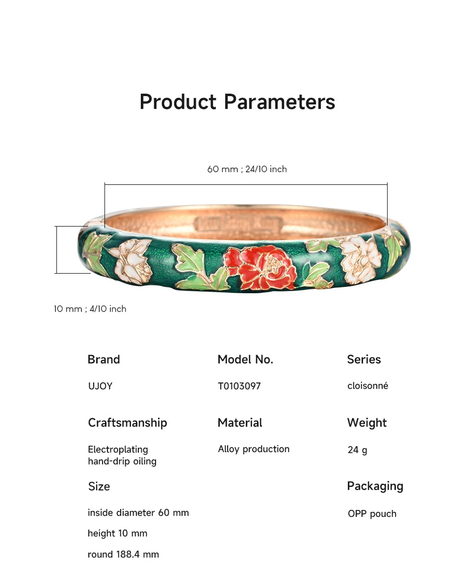 Ethnic Enameled Flower Bangles – Rose Gold Plated Women's Fashion Jewelry