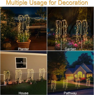 Solar LED String Light Outdoor Solar Artificial Tree Lights Waterproof Willow Trees Lights For Patio Lawn Pathway Garden Decor - Thrifty Delights