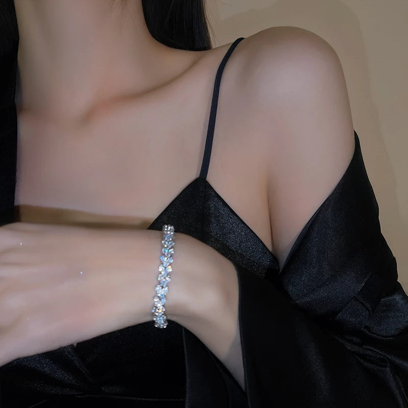 4pc Punk Cuban Curb Chain Bracelets Set for Women, Gold Color Jewelry