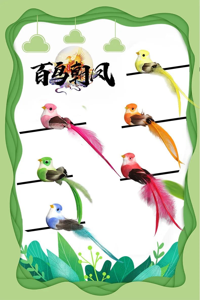 6pcs Cute Artificial Birds Fake Foam Animal Simulation Feather Birds Models Tit DIY Craft Home Garden Ornament Decoration - Thrifty Delights