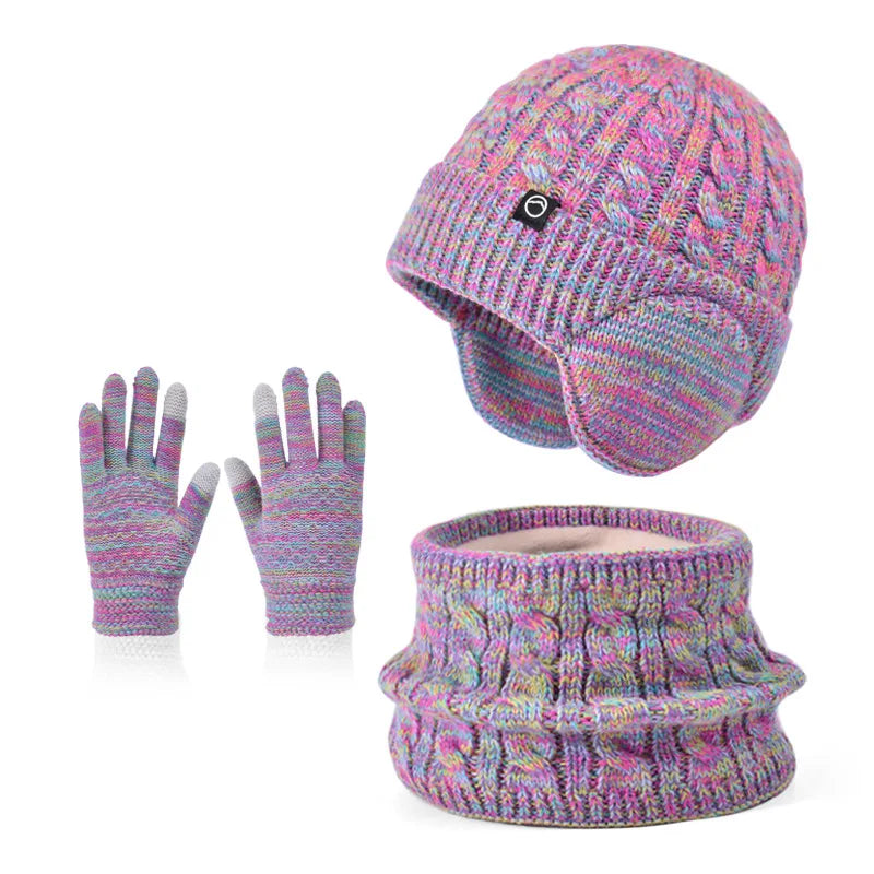 Pcs Kids Winter Warm Set – Soft Knit Hat, Scarf & Gloves for Boys & Girls