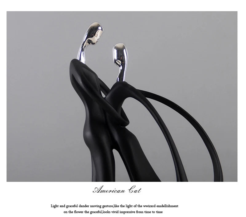 Chic Nordic Dancing Couple Resin Figurine Modern Home Decor