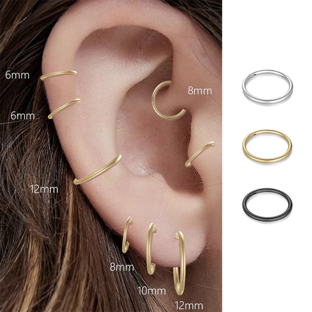 Seamless 316L Stainless Steel Gold Hoop Piercing Jewelry (2-6PCS)