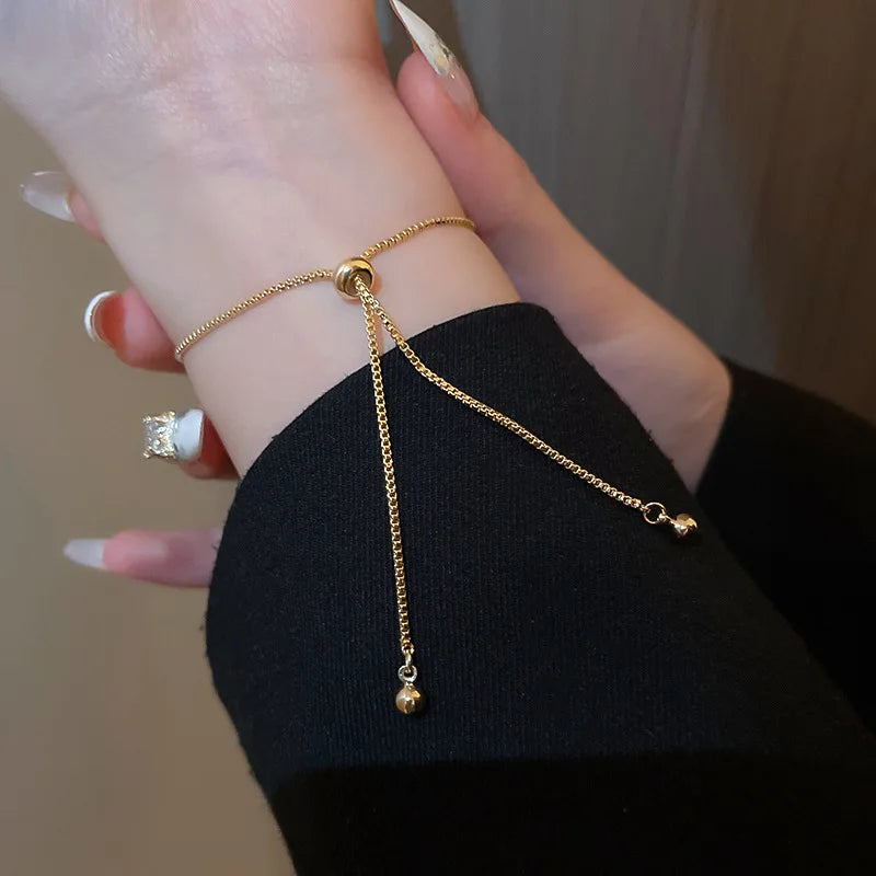 4pc Punk Cuban Curb Chain Bracelets Set for Women, Gold Color Jewelry