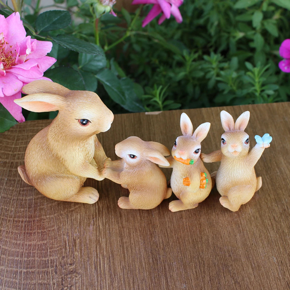 4PC/Country Style Family Rabbit - Multi functional Courtyard and Lawn Decoration - Animal Theme - Easter Statue