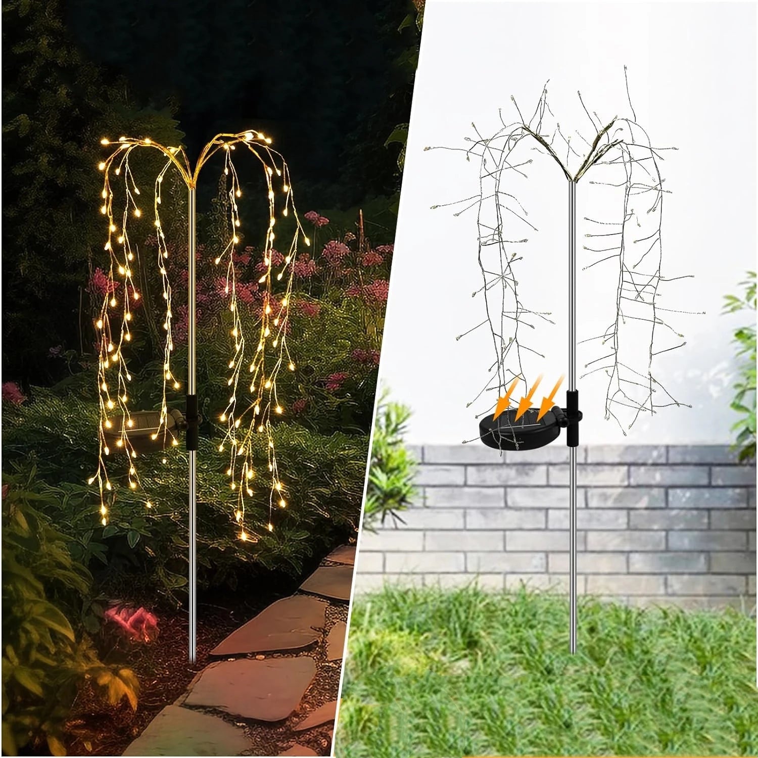 Solar LED String Light Outdoor Solar Artificial Tree Lights Waterproof Willow Trees Lights For Patio Lawn Pathway Garden Decor - Thrifty Delights