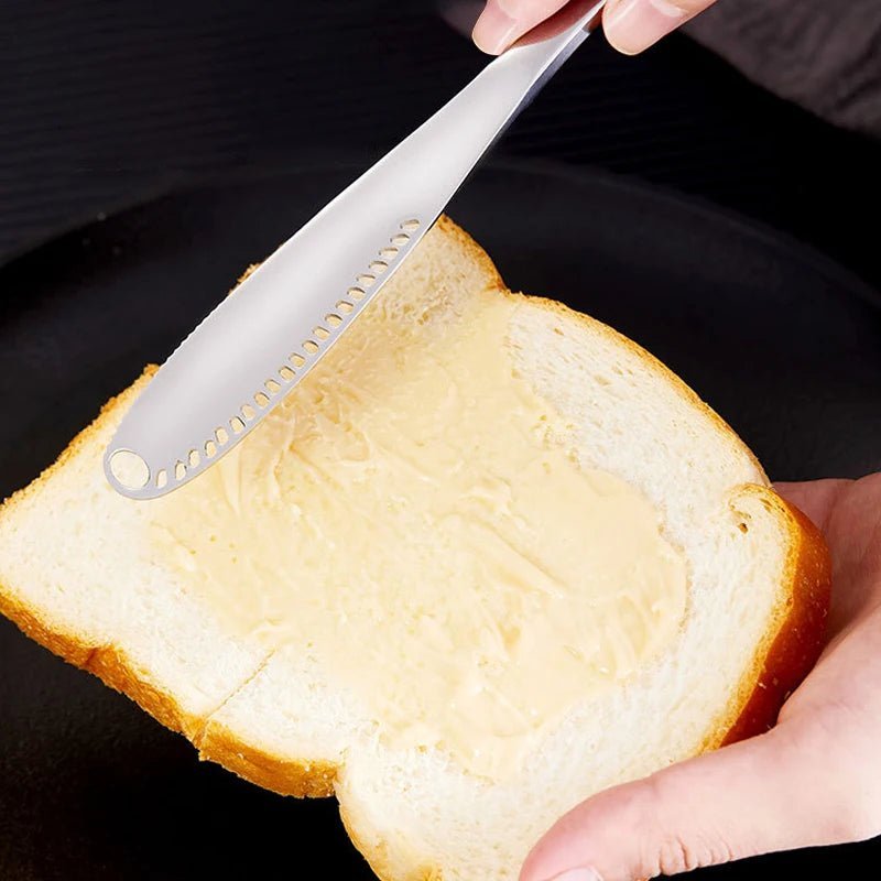 2024 New 3 in 1 Stainless Steel Butter Knife Cheese Dessert Jam Spreaders Cream Scraper Bread Splitter Butter Spreader - Thrifty Delights