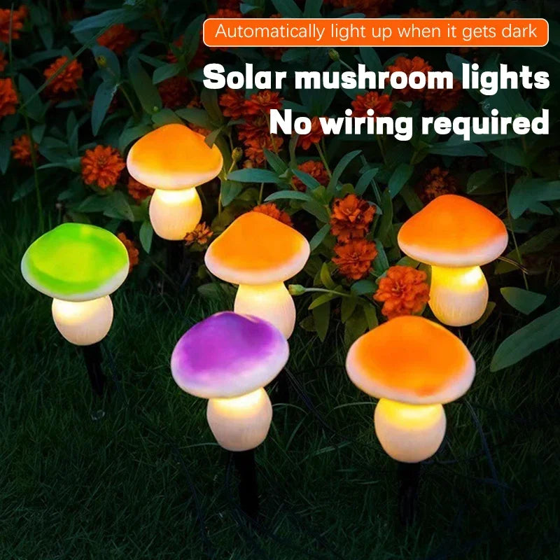 3PCS Solar Powered Mushroom Lights Outdoor Waterproof LED Garden Decor For Wedding Lawn Pathway Landscape Lighting Warm White