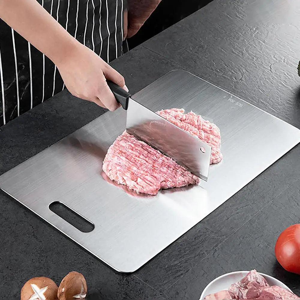 Durable Stainless Steel Cutting Board, Double Sided Chopping Block