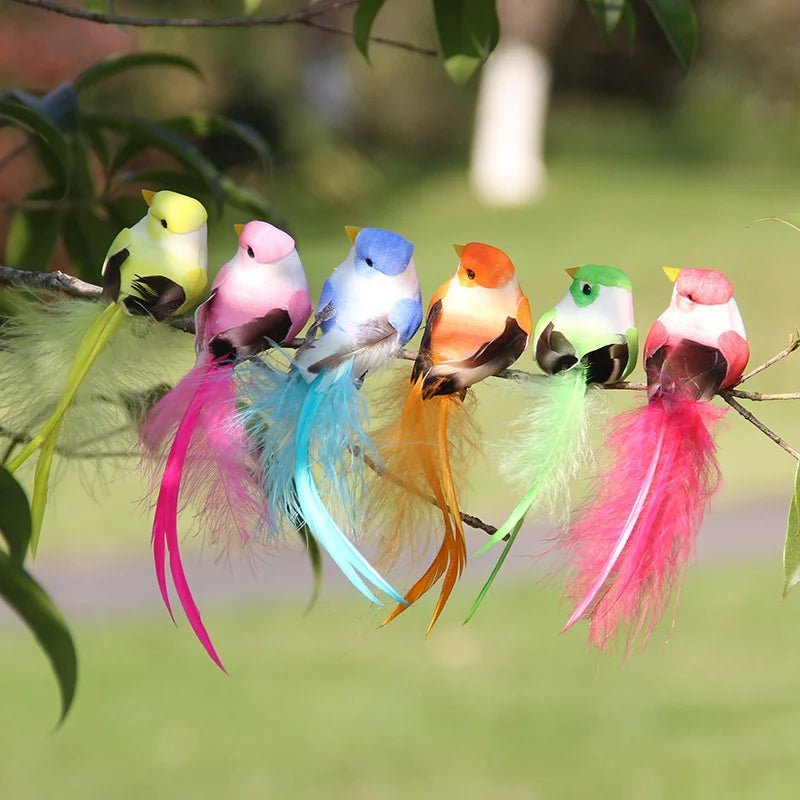 6pcs Cute Artificial Birds Fake Foam Animal Simulation Feather Birds Models Tit DIY Craft Home Garden Ornament Decoration - Thrifty Delights