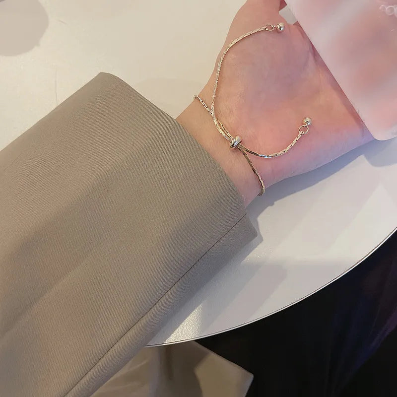 4pc Punk Cuban Curb Chain Bracelets Set for Women, Gold Color Jewelry