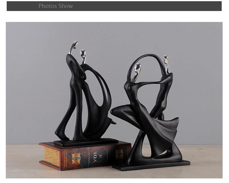 Chic Nordic Dancing Couple Resin Figurine Modern Home Decor