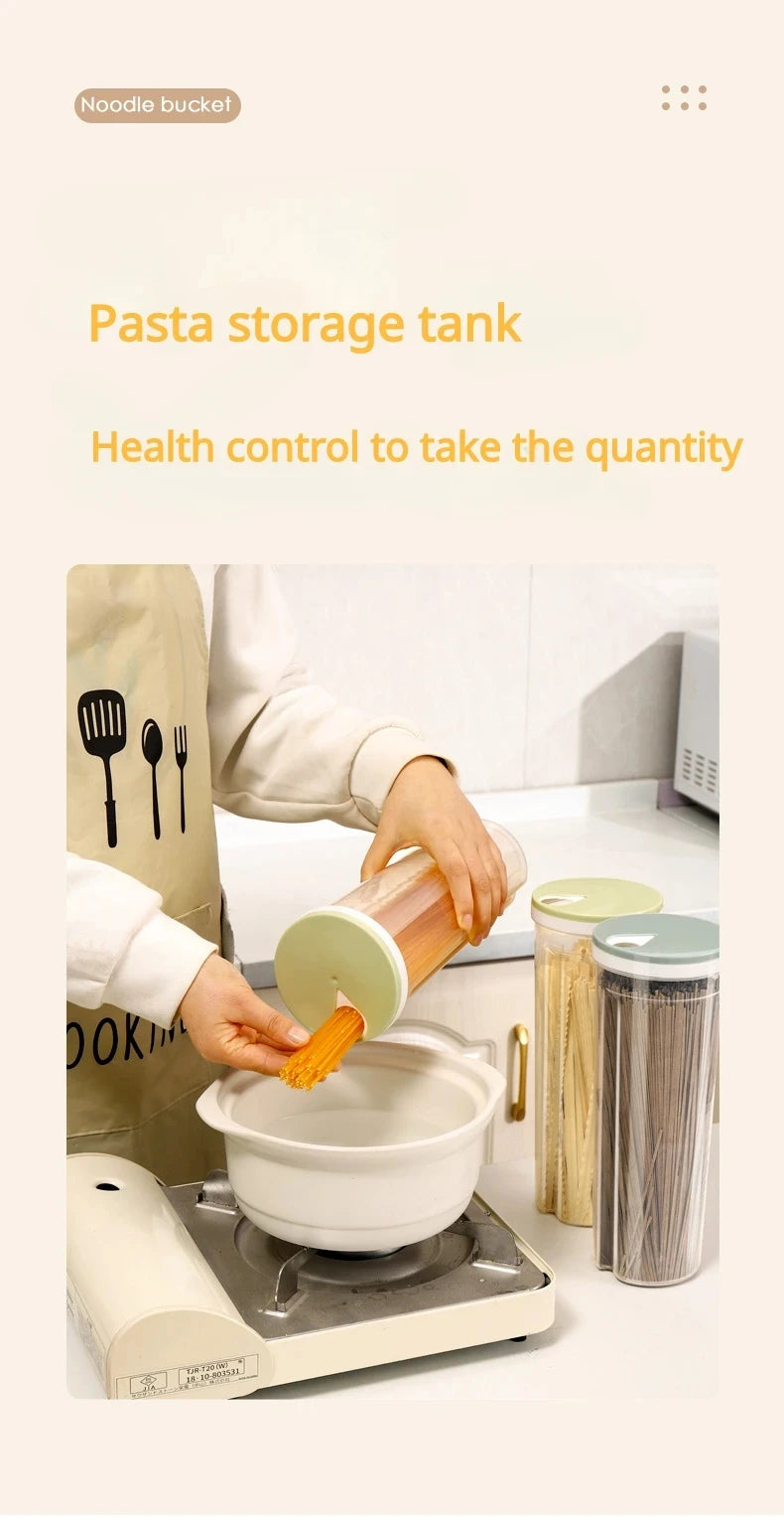 Noodle Jar Food Storage Containers Grain Locking Lid Flour Visualization Cylindrical Cover Kitchen Can Refrigerator Organizer